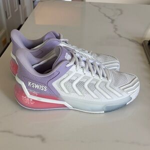 K-Swiss Ultrashot 4 White and Lavender Tennis Shoes size 9